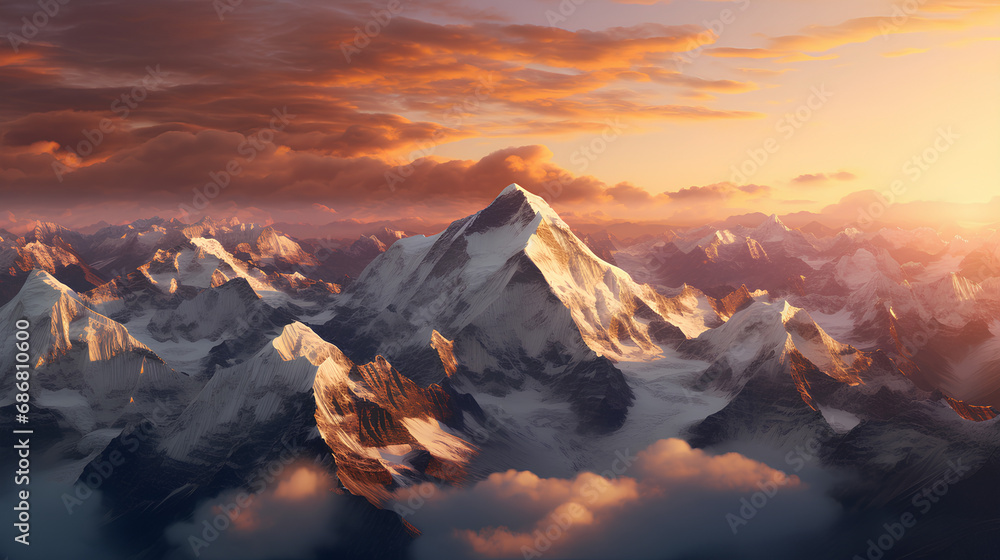 Beautiful Mount Everest, highest peak concept in the world. - obrazy, fototapety, plakaty 