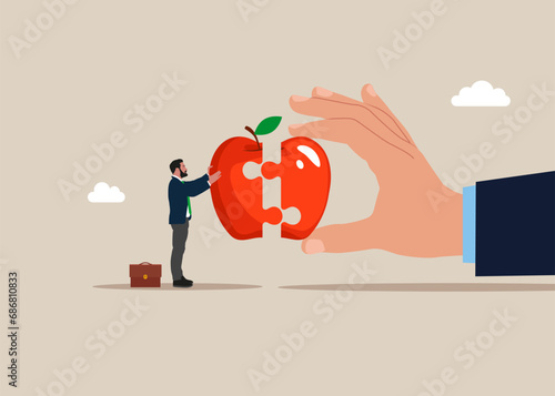 Teamwork working together, cooperation, partnership. Vector illustration in flat style.