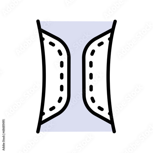 Hygiene routine concept, sanitary pad sign on white background, Woman sanitary napkin icon in color simple style. Vector graphics