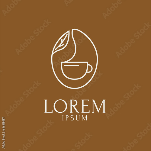 Vector monoline coffee shop badge logo template