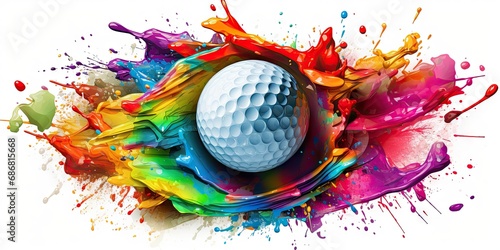 golf graphics of multicolored splat Generative AI