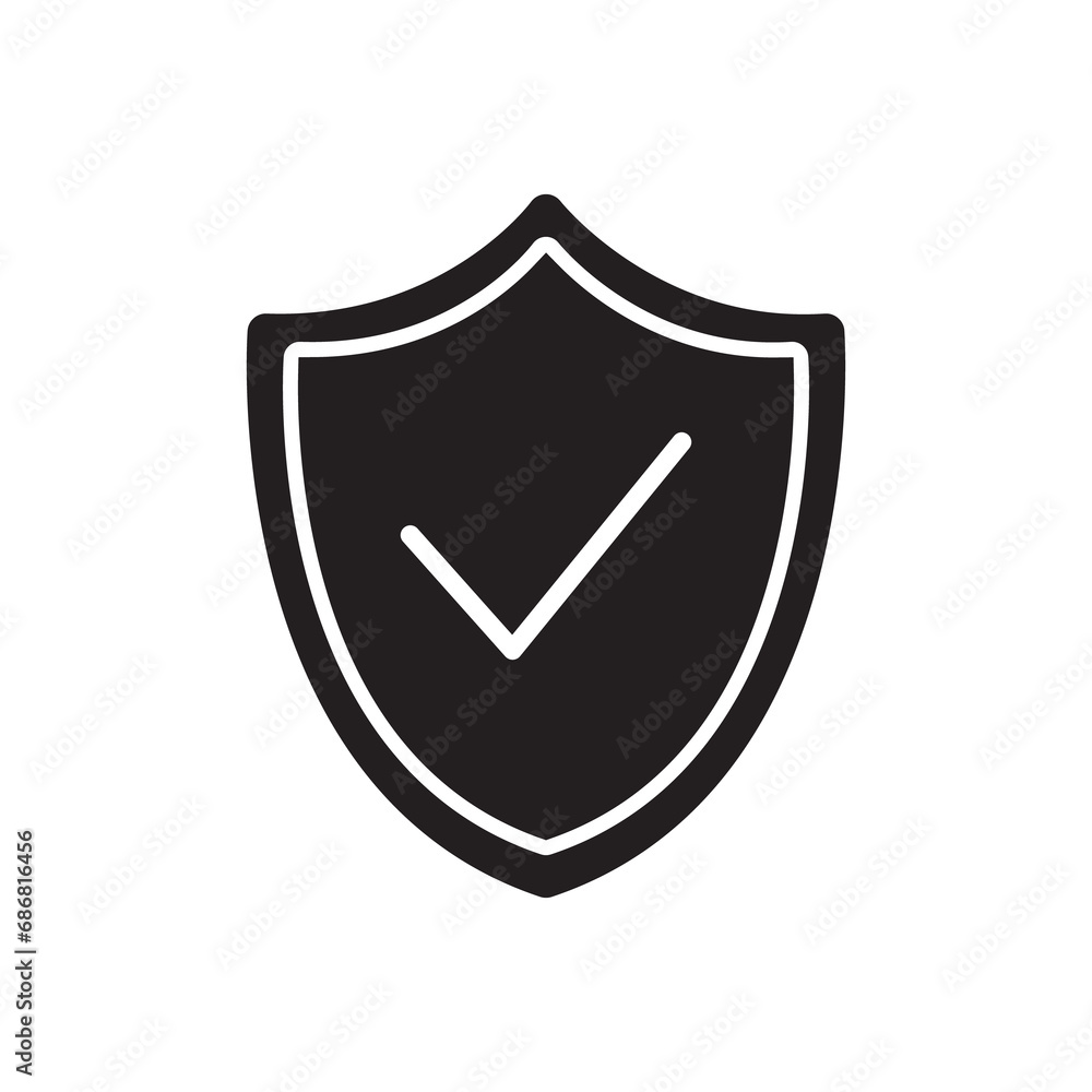 Shield icon. Security shield icon, symbol, sign. Shield with check mark Shield icon. Security shield icon, symbol, sign. Shield with check mark