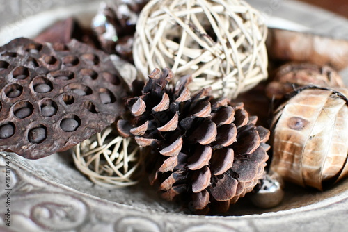 Pine Cone and Wooden Decorations