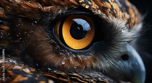 The European scops owl close-up view of the eye photo