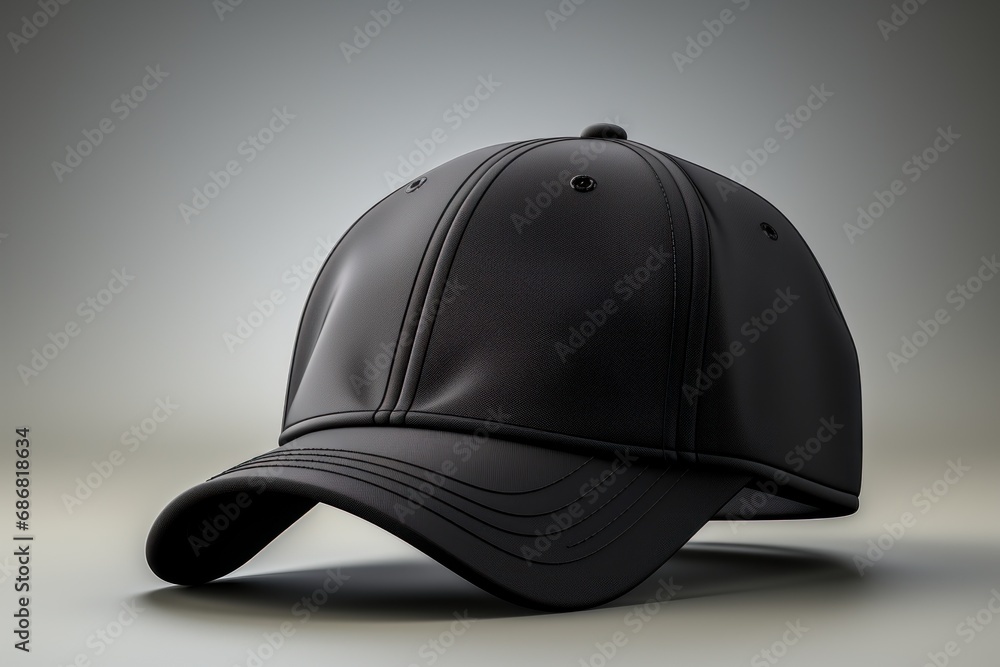 Black cap headwear accessory on front view mockup, generative ai Black cap headwear accessory on front view mockup, generative ai