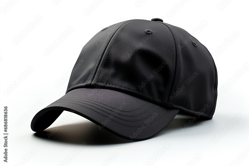 Black cap headwear accessory on front view mockup, generative ai Black cap headwear accessory on front view mockup, generative ai