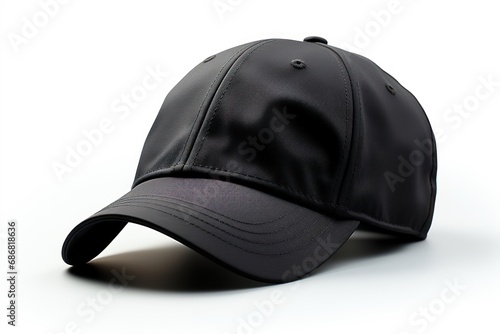Black cap headwear accessory on front view mockup, generative ai