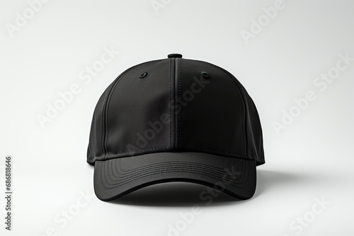 Black cap headwear accessory on front view mockup, generative ai