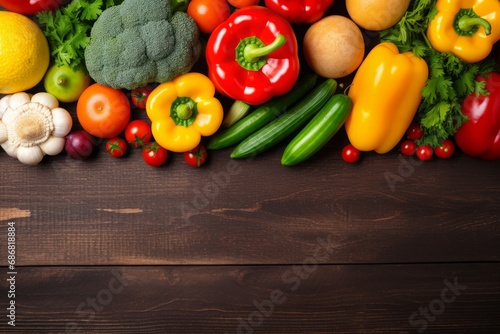 Top view of fresh fruits and vegetables