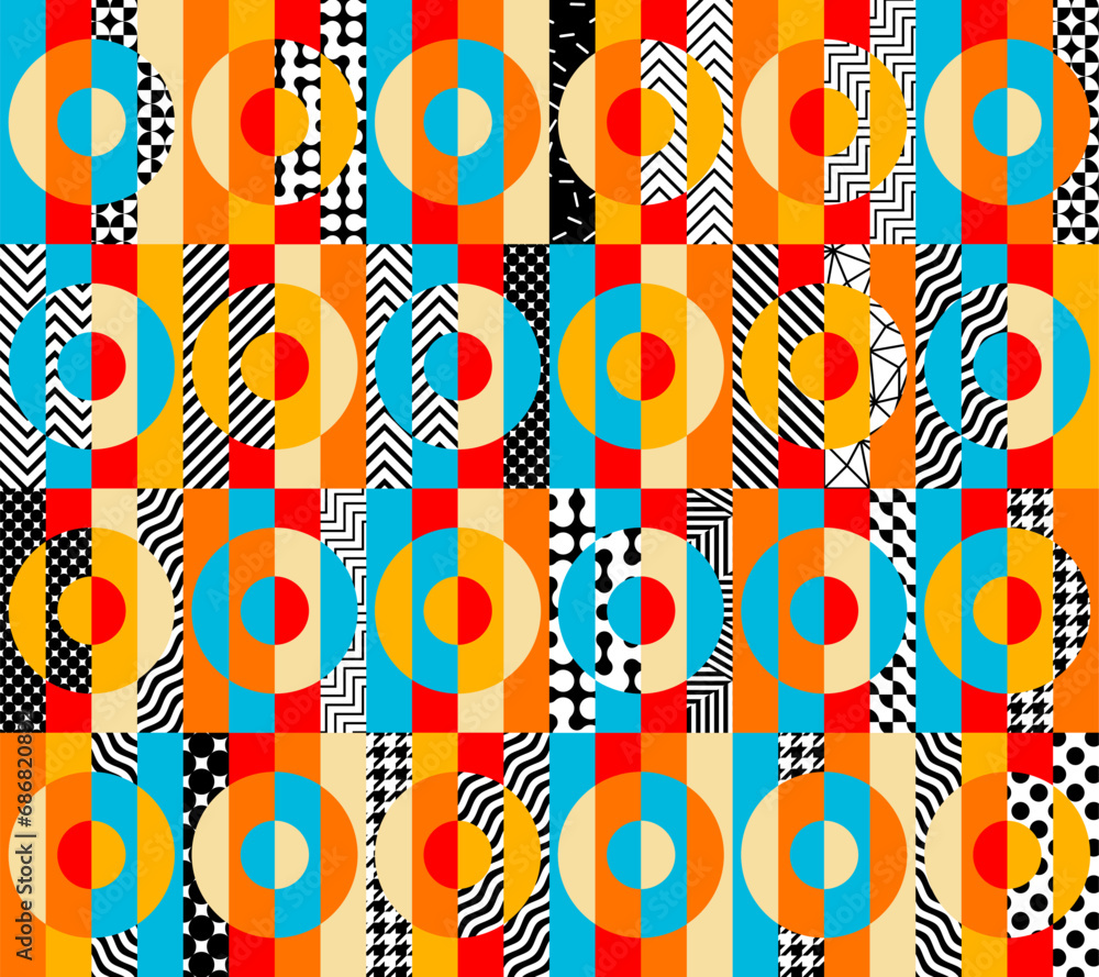 Geometric abstract pattern retro style. Seamless vector pattern. Geometric abstract pattern retro style. Seamless vector pattern.