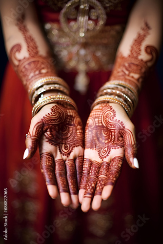 Indian bride with exquisite mehendi art