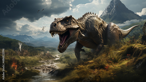 tyrannosaurus rex dinosaur attack humans photo
