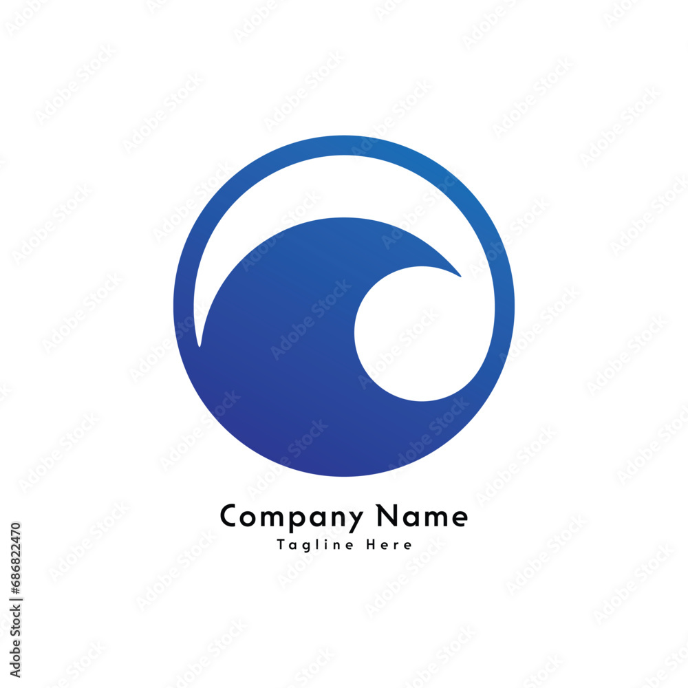 O letter water wave creative logo design icon