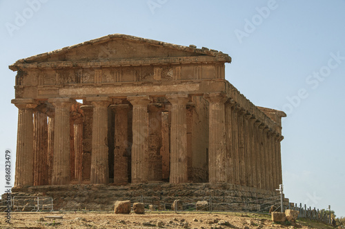 Ancient Greek Temple of Concord in the Valley of the Temples in Agrigento, on the southern coast of Sicily, Italy.