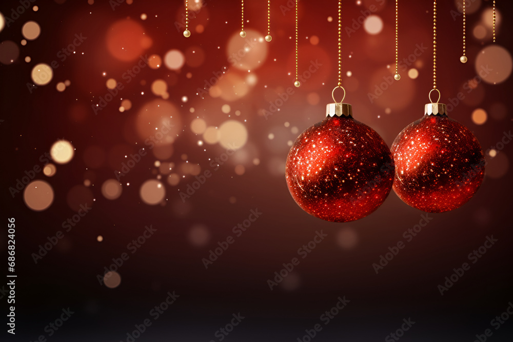 Red Holiday glowing Abstract Glitter Defocused Background With Christmas balls. Generated AI Red Holiday glowing Abstract Glitter Defocused Background With Christmas balls. Generated AI