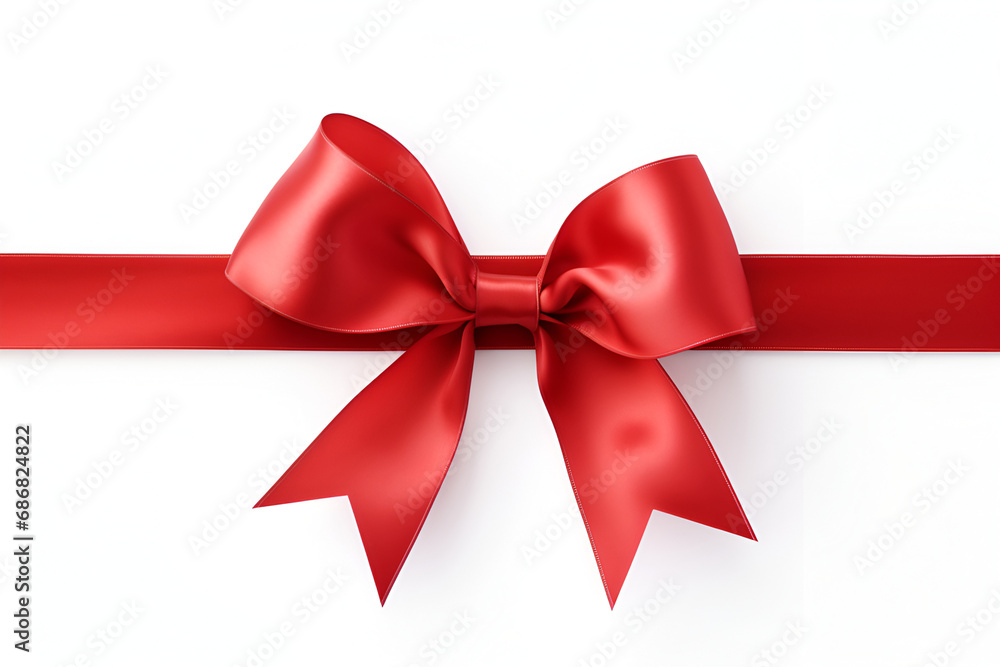 red ribbon with bow on white background generated AI red ribbon with bow on white background generated AI