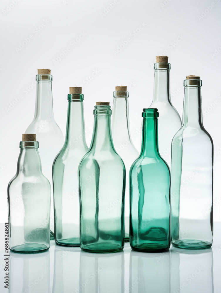 Zero waste concept glass transparent bottles Zero waste concept glass transparent bottles