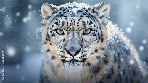 Portrait of a majestic snowleopard in his natural habitat © Mosaic Media