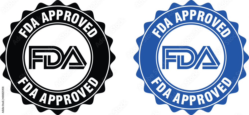 Obraz premium FDA Approved (Food and Drug Administration) icon, symbol, label, badge, logo, seal