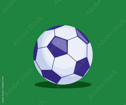 Soccer ball on green field  close up. Vector illustration.