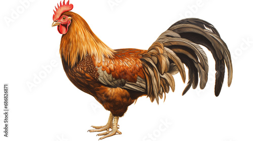 Fotografiet A rooster isolated on transparent background, PNG image with background removed, Created with Generative Ai technology
