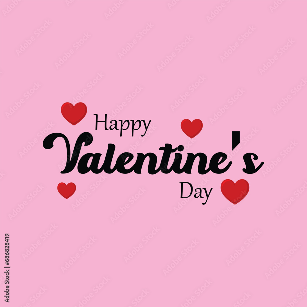 Happy Valentine's day text. Vector illustration lettering Happy Valentines Day banner. Typography text happy valentine`s day background