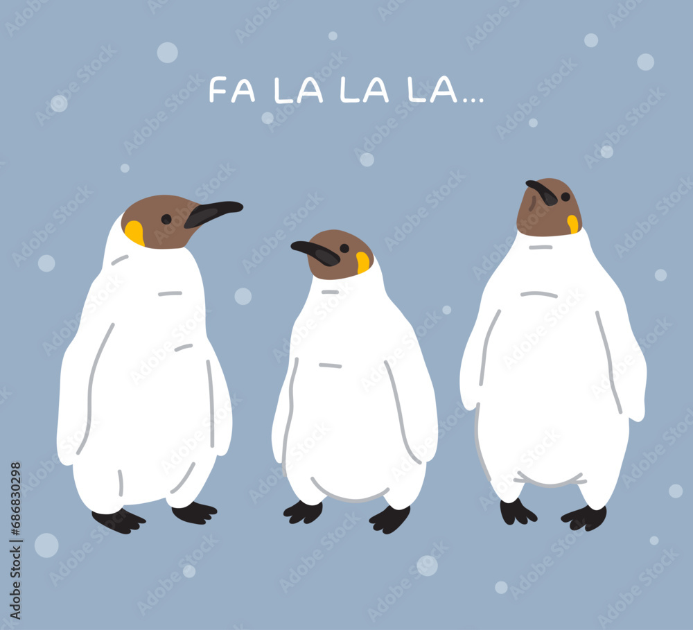 Obraz premium Vector illustration cute cartoon doodle king penguin babies for greeting card,sticker,icon
