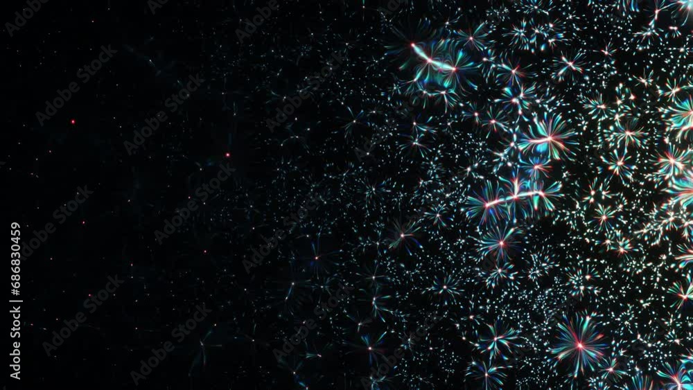 Happy new year 2024 motion animation. Abstract motion background shining colorful particles. New year and Christmas 2024, 2023 background. Seamless 4K loop video. Happy new year 2024 motion animation. Abstract motion background shining colorful particles. New year and Christmas 2024, 2023 background. Seamless 4K loop video.
