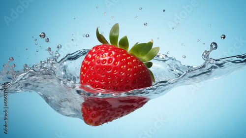 Subtle and Transparent Background  Fresh  Fragrant Strawberries Diving into Water  Creating Crystal Clear Splashes - Ideal for Backgrounds  Banners  or Wallpapers
