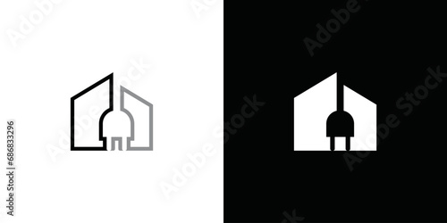 electric house logo design template. electricity for housing and other buildings