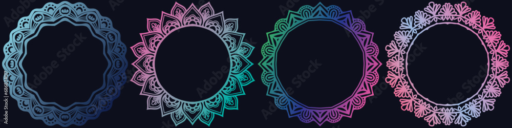pattern art circle elements border design set. pattern art circle elements border design set.