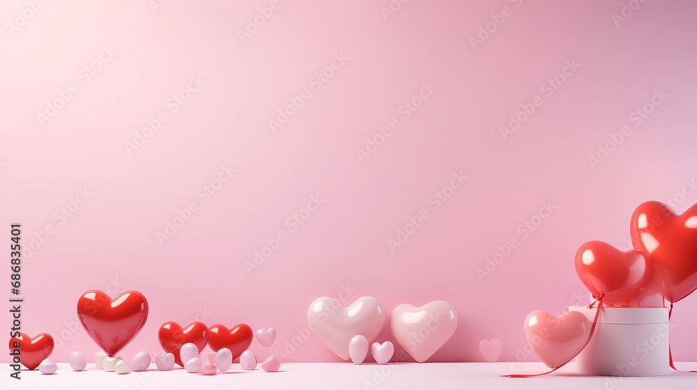 Romantic Balloon Hearts: Valentine's Day Celebration - Red Heart Balloons Illustrating Love & Romance