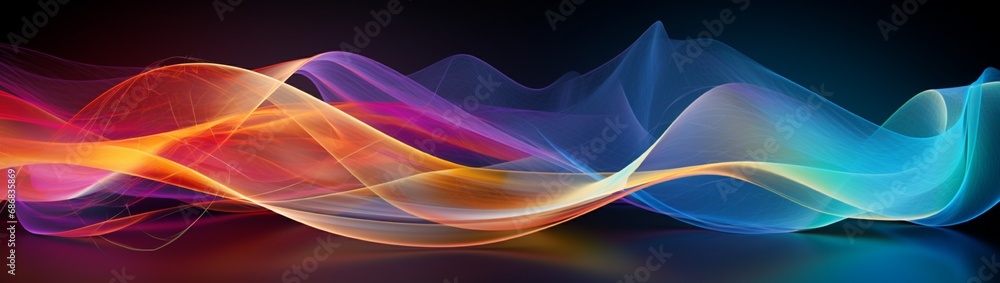 Fototapeta premium Vibrating strings emanating spectral waves of color.