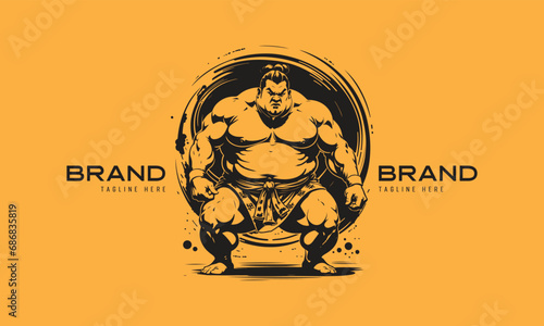 Wrestling Sumo man illustrated logo