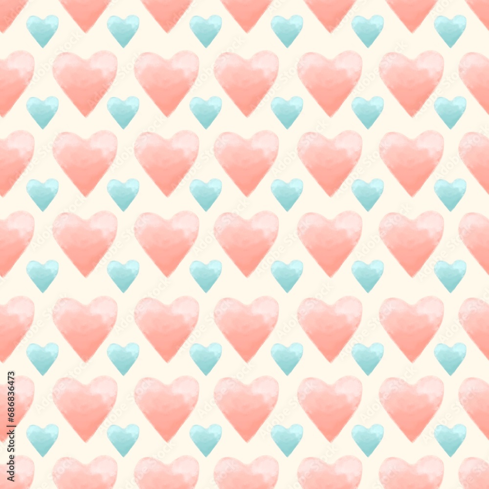 Seamless pattern with hearts of delicate pastel colors for the holiday. A pattern for a Valentine's day and birthday gift.