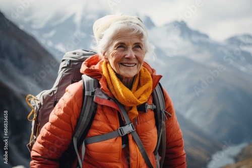 Senior Woman Hiking in the Mountains