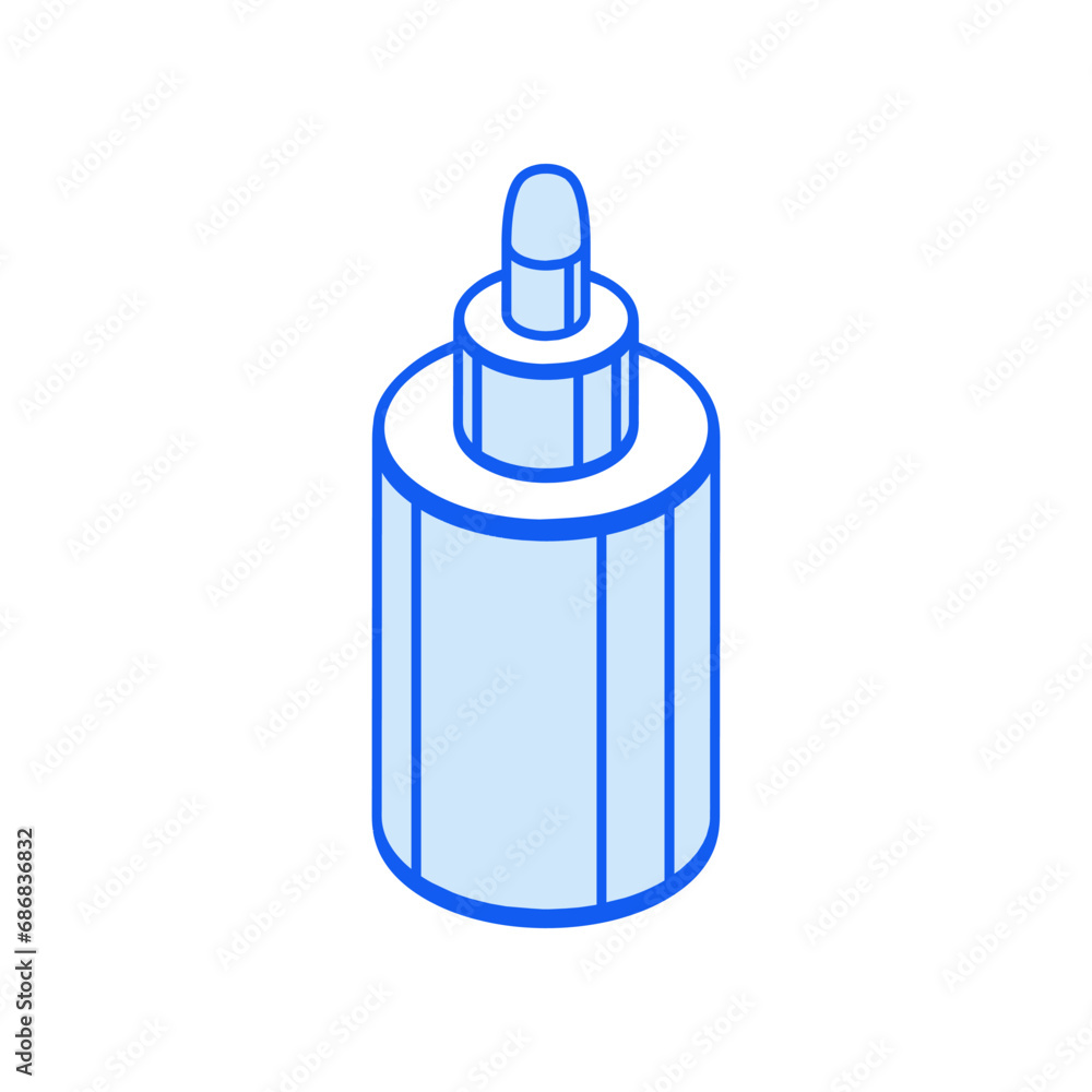 Isometric icon in outline. Modern flat vector Illustration. Low poly round bottle with dropper symbol. Isometric icon in outline. Modern flat vector Illustration. Low poly round bottle with dropper symbol.