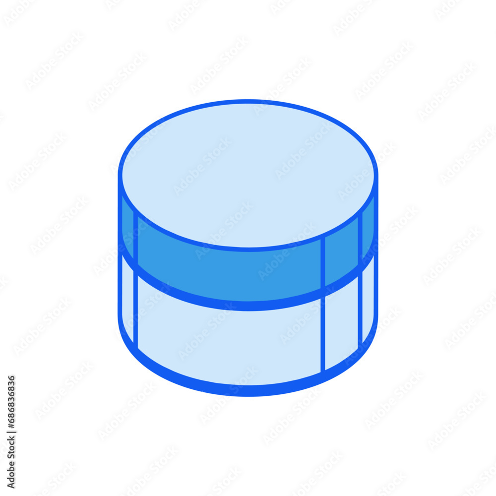 Isometric icon in outline. Modern flat vector Illustration. Low poly round cosmetic cream jar symbol. Isometric icon in outline. Modern flat vector Illustration. Low poly round cosmetic cream jar symbol.