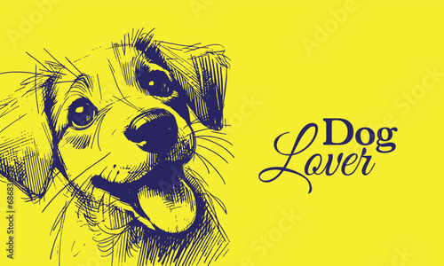 Detailed line illustration logo for dog related business