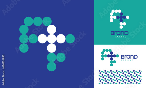Health care logo using letter A and F suitable for hospital, clinic with pattern for branding design