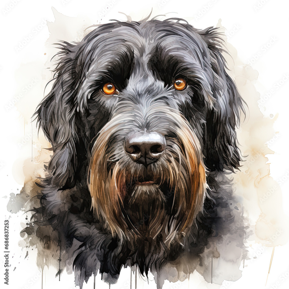 watercolor Black Russian Terrier clipart