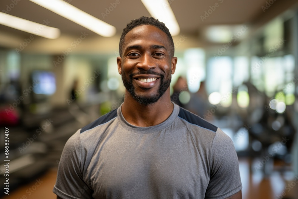 Fototapeta premium Confident Fitness Trainer Smiling at Gym 