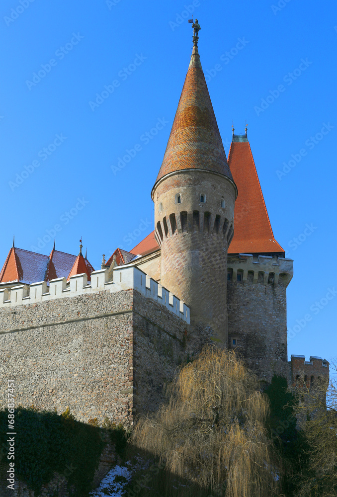 Corvin Castle, Hunedoara, Transylvania, Romania. Hunyad Castle was laid out in 1446. Castelul Huniazilor in Romania, Europe