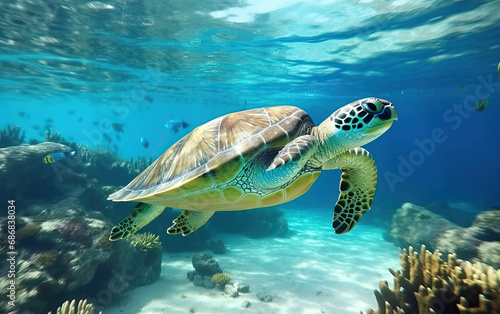 Sea Turtle Underwater - A Captivating Glimpse into Waterlife Wonders