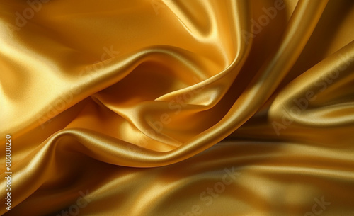 Gold silk fabric background texture, adding a royal touch to your creation. The Christmas gold silk farbic fabric instills a festive and luxurious atmosphere. photo