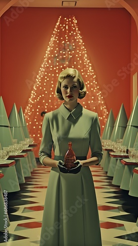 Classic Christmas Xmas Holiday Photo of Family, Christmas Tree, Christmas Lights, and more 