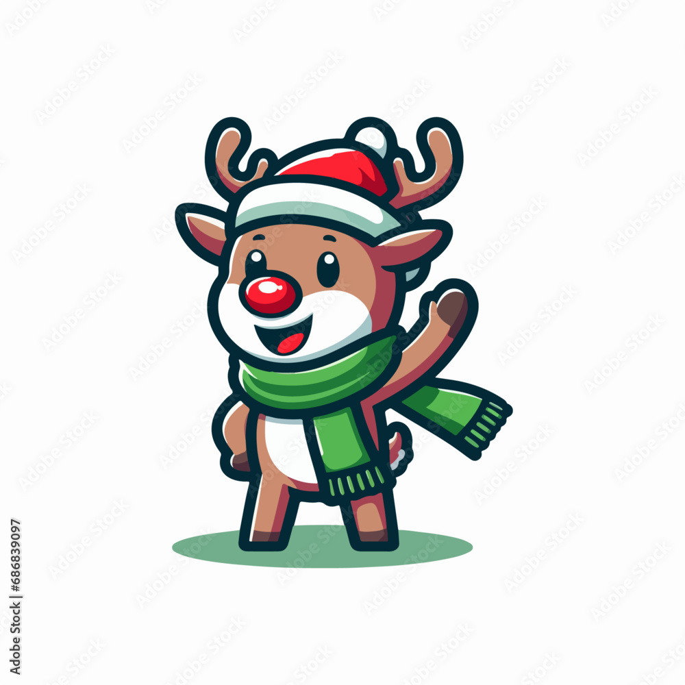 Cute vector illustration of christmas deer xmas reindeer. Ai Generated Cute vector illustration of christmas deer xmas reindeer. Ai Generated