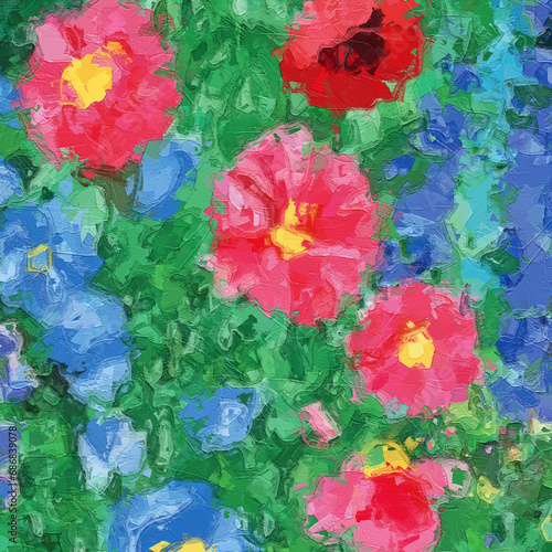 Oil painting and various flowers, roses, peonies, chrysanthemums, beautiful wedding illustrations