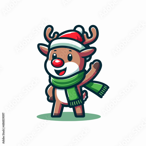 Cute vector illustration of christmas deer xmas reindeer. Ai Generated
