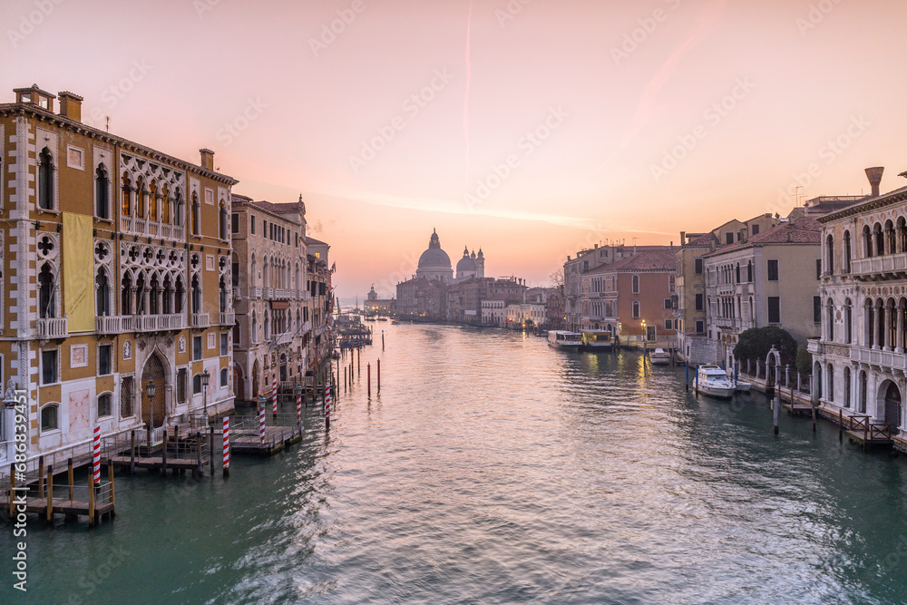Italy, Venice, cityscape with Grand Canal in twilight